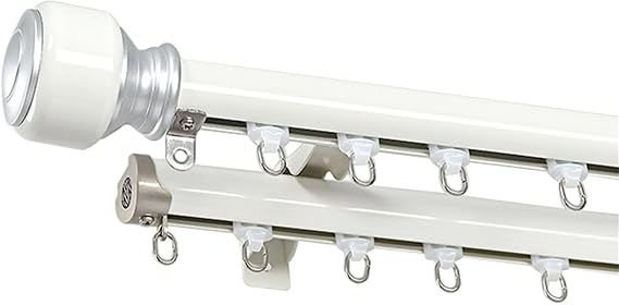 Double Curtain Rods for Windows - Modern Minimalist Style Drapery Rods Thickened Aluminum Alloy Material for Bedroom, Living Room, Sliding Door Curtain Rod,White,Double pole/1m/3.3ft