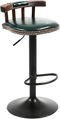 Barstools American Lift Barstool, Wrought Iron High Stool Bar, Vintage Oil Wax Leather Material Bar Seat, Modern Minimalist Chair, Chair