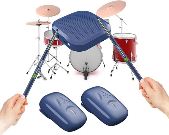HTU Electronic Virtual Air Drum Drumsticks Pedals Portable Virtual Reality Drum Kit Professional for Beginners Children Adults