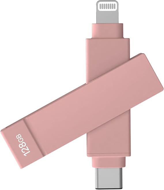 MFi iPhone Flash Drive 128GB, Smart App Backup, USB-C & Lightning