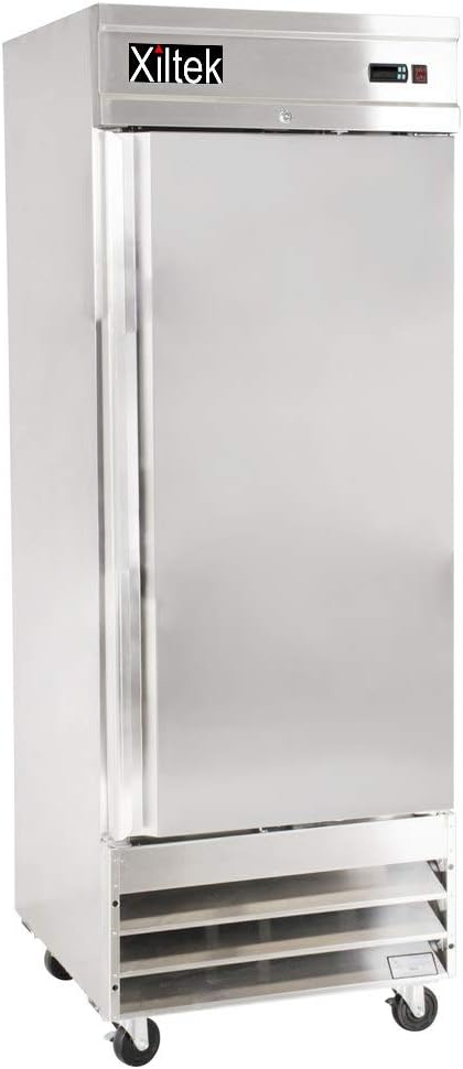 29" Commercial Freezer with Single Stainless Solid Door, 23 cu.ft Stainless Steel Reach-in Freezer for Restaurant, Bar, Shop, Food