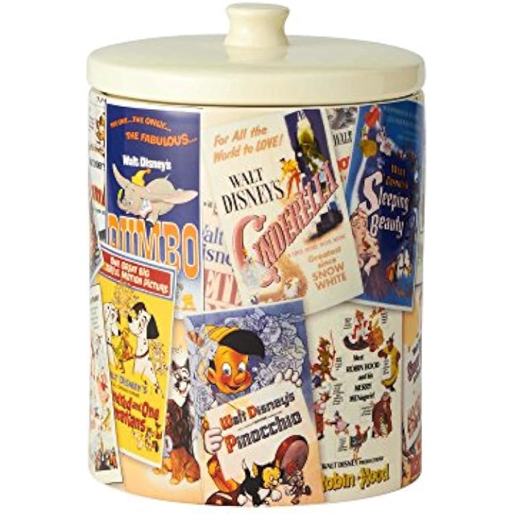 Enesco 6001023 Disney Ceramics Classic Film Posters Cookie Jar Canister, 9.25 Inch, Multicolor