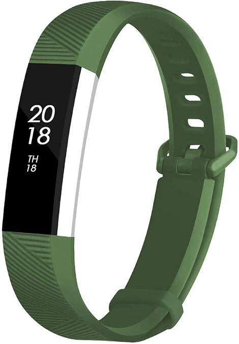 Sport Watch Bands Compatible with Fitbit Alta/Fitbit Alta HR Soft Water Proof Fitness Straps for Women Men(Dark Green,Large)