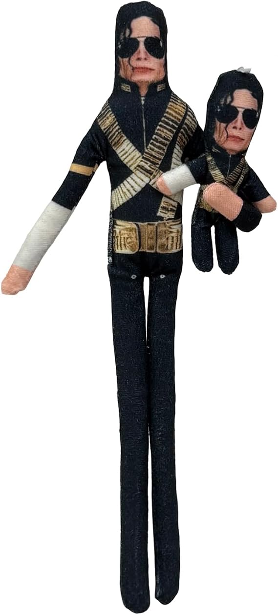Michael Bendable Plush Doll, Built‑in Wire for Various Poses, Assorted Iconic Outfit Designs, Collectible Celebrity Plush Ornament, Desktop Shelf Home Decoration, Gift for Pop‑Music Fans