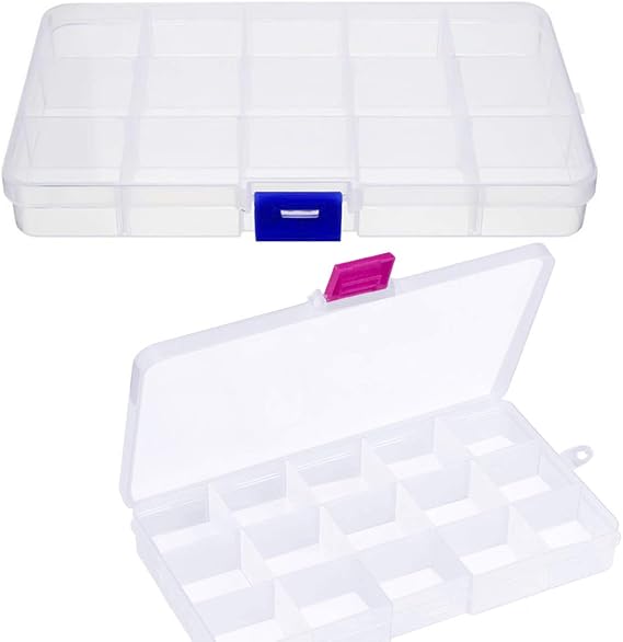 Organiser Box 2Pcs Small Craft Storage Boxes with Compartments Clear Plastic Storage Screw Box Earring Storage Containers Jewellery Box with Adjustable Dividers for Small Items Beads Tools Travel