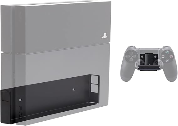 HIDEit Mounts 4 Pro Bundle, Wall Mounts for PS4 Original and Controller, Steel Wall Mounts for Original PlayStation 4 and One Rubber Dipped Controller Mount