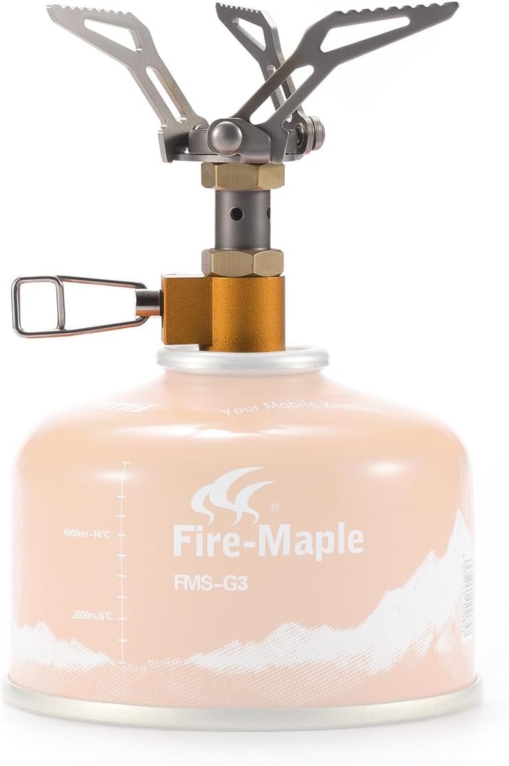 Fire-Maple FMS-300T Ultralight Titanium Backpacking Camping Gas Stove | 2600W Pocket Backpacking Cooking Folding Burner | Outdoor Trekking Hiking Fishing Orange