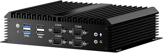 Mini PC, Fanless Industrial Computer with Core i7-1165G7, 8G RAM 128G SSD, Dual NIC 2.5G LAN, 6*COM RS232, Support 4G Module/SIM, 1*HDMI 1*VGA, Windows 11 Pro