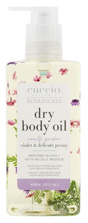 Cuccio Naturale Hydrating Dry Body Oil Violet & Delicate Peony, FastAbsorbing NonGreasy Moisturizer for Soft Radiant Skin, 15 fl oz