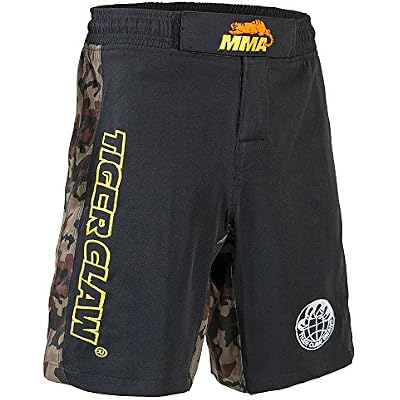 Tiger Claw - Polyester Fight Shorts - Black with Camo Trim