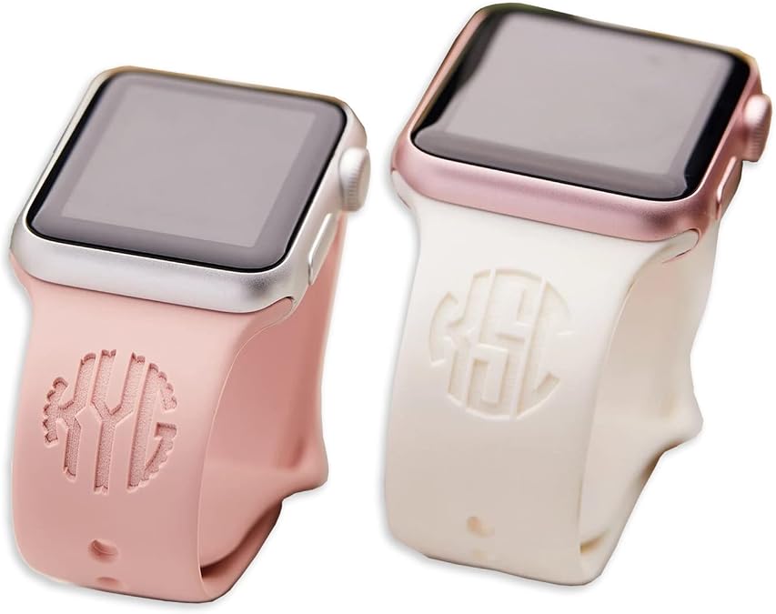 Personalized Laser Engraved Name Watch Band iWatch Strap 38mm - 44mm Monogram Compatible Apple Watch Band Custom Watch Band Engraved Gifts Soft Silicone Sport Band/Strap iWatch Series