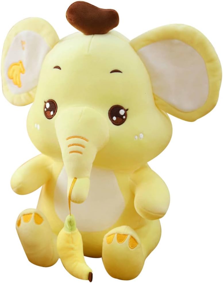 Ipetboom Plush Elephant Banana Doll Stuffed Toys Elephant Doll Figurine Model Throw Pillow for Kids Birthday Gifts Home