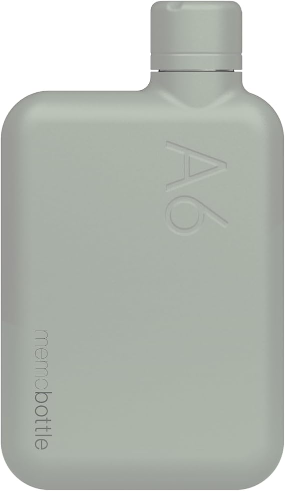 A6 memobottle - Stainless Steel - 16oz / 500ml - Slim & flat water bottle designed to fit in your bag - Pistachio