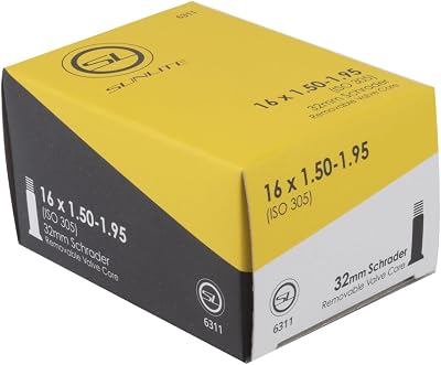 Sunlite Standard Bicycle Tube, 16 x 1.50-1.95, Schrader Valve