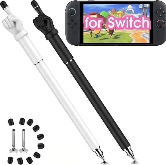 MEKO Stylus Pen for Touchscreen, 2-in-1 Stylus | 2-in-1 Fingertip Design,High Sensitivity,Work for iPhone iPad Android Tablets Switch All Touch Screens (Black/White)