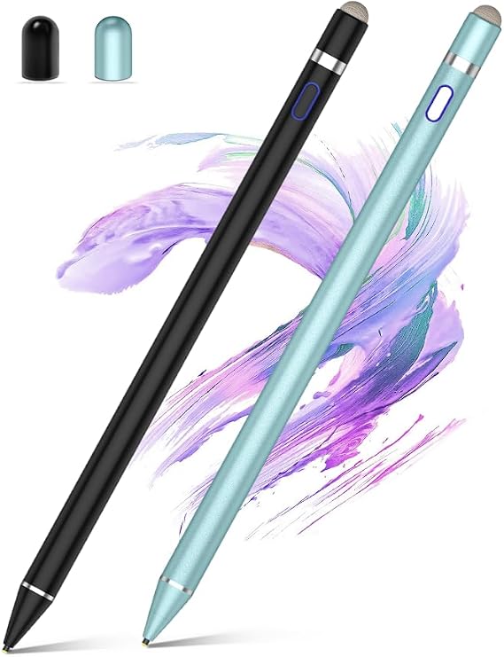 Active Stylus Pens for Touch Screens, Dual Pen Tips for iOS & Android Drawing & Writing, High Precise Digital Pencil for Apple iPhone 15 to 6, iPad Air/Pro/Mini, Phone/Tablet/Samsung/Kindle