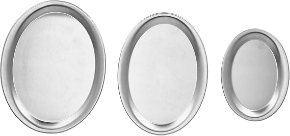 3pcs less Steel Dessert Tray, Round Fruit Snack Tray, Mirror Polishing Ps with Gold Silver h, Multi Purpose Storage for Jewelry Di, Cake Ser, (Silver)