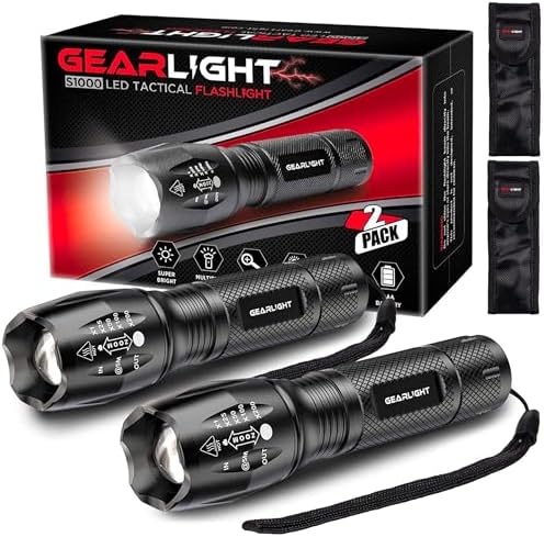 LED Flashlight High Lumens, Mini Tactical LED Flashlight 2 Pack, 5 Modes Zoomable Beam, Battery Powered Batteries Not Included for Camping, Hunting, Home & Emergency, Compact Small LED Flashlight