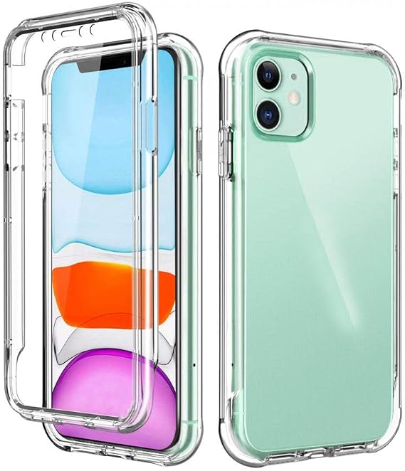 Coverzone 360 Tam Koruma Silikon Kılıf IPhone 11 İle Uyumlu Kılıf Scratch Resistant, 360 Ön Arka Dust-Prof Tam Koruma IPhone 11 İle Uyumlu Silikon Kılıf, Şeffaf