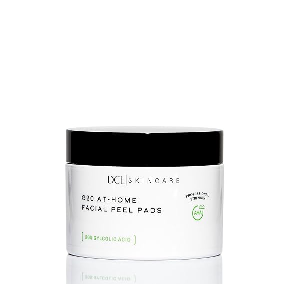 DCL Skincare G20 Glycolic Acid Exfoliating Pads with 20% Glycolic Acid Skin-Smoothing & Hydrating, 50 Pads