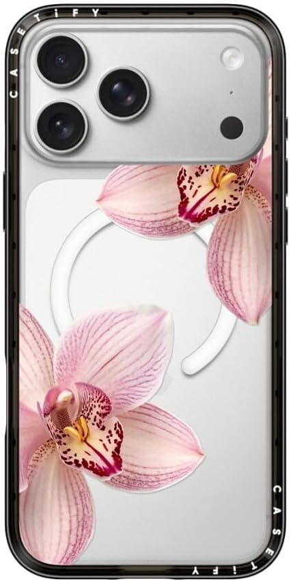 CASETiFY Compact Magsafe iPhone 17 Pro Max Case [Lightweight/Slim Fit/Compatible with Magsafe] - Orchidia - Clear Black