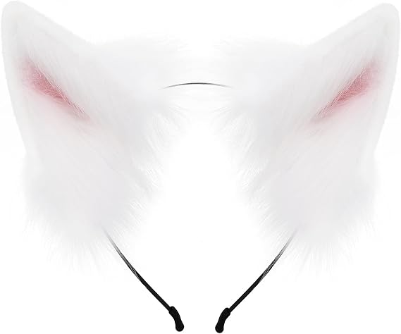 HAOAN Handmade Faux Fur Fox Wolf Ears Headband Halloween Christmas Cosplay Party Costume Accessories