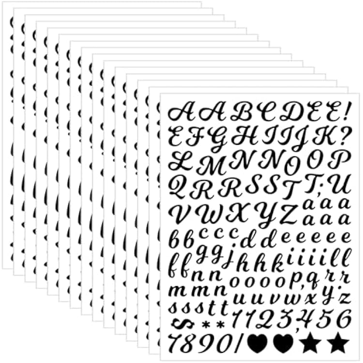 1770 Pcs Letter Stickers 0.5 Inch Black Alphabet Sticker Vinyl 15 Sheets Number and Alphabet Stickers Self-Adhesive Small Mailbox Numbers Labels,DIY Letters Sticker for Notebook Envelopes