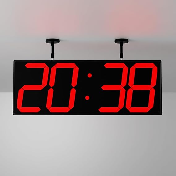 CHKOSDA Large Digital Wall Clock with Double Sided Display Multifunctional LED Hanging Digital Clock with Adjustable Brightness Suitable for Offices Warehouses Corridors 19.5 Inches Red