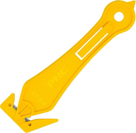 Pacific Handy Cutter EZST Two Sided Concealed Safety Cutter with Bladeless Plastic Tape Splitter, Safe and Efficient Cutting for Stretch Wrap, Cardboard, Tape, Zip Ties, Plastic Straps, and more