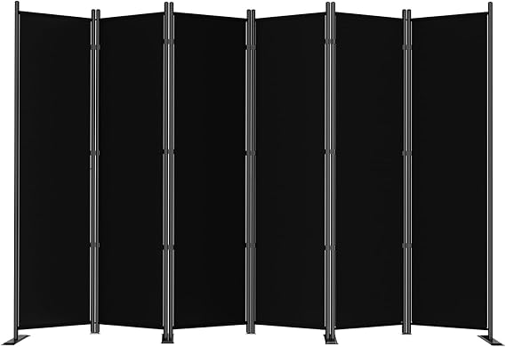 SUNALLY Room Divider Privacy Screens, 6 Panel Divider for Separation, Black