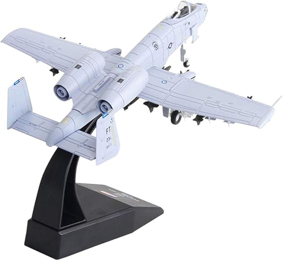 1:100 Warthog Diecast Plane Model, 6.5 in Metal Fighter Aircraft with Alloy Base for Home Office Decor