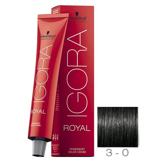 Schwarzkopf Professional Igora Royal Permanent Color Creme, 3-0, Dark Brown, 60 Gram