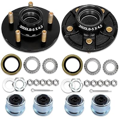 2 Sets 3500Lbs Trailer Hub Kit 5 Bolt 4.5,5 Lug Trailer Hub Fit 1-116 to 1-38 Trailer Tapered Spindle,Boat Trailer Hubs 5 Lug,Trailer Wheel Hub KitOnly for Tapered Spindle