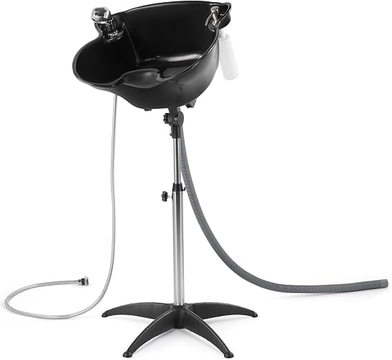 Artist hand Portable Shampoo Bowl, Portable Hair Washing Sink for Home Barber Salon, Adjustable Height and Drain, Sprinkler with Switch Hair Washing Basin Salon Chair Barber