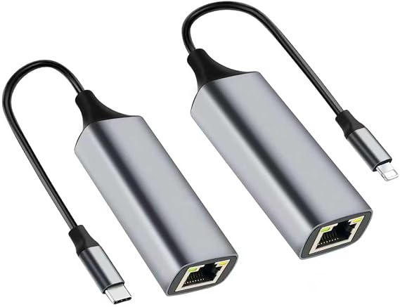 Bundle: Lightning to Ethernet Adapter and Type C to Ethernet Adapter
