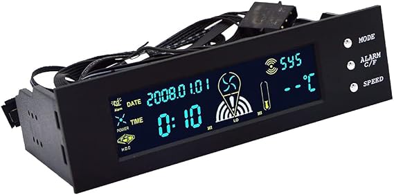 SaiDian 1Pcs 5.25 inch Fan Speed Controller Computer Temperature Sensor LCD Date Time Display PC Bay Front Panel