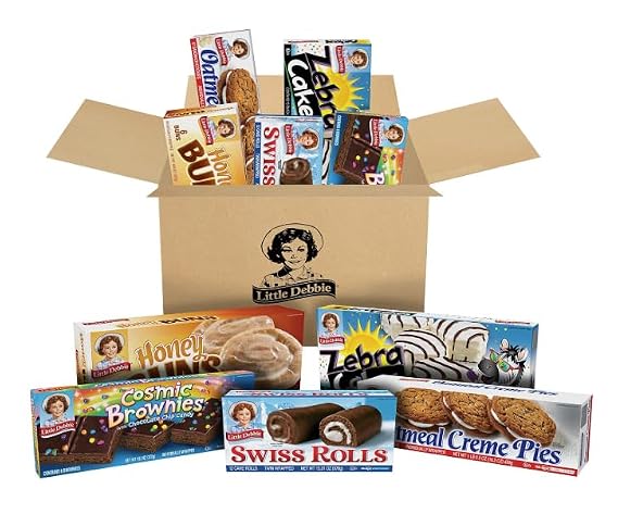 Little Debbie Variety Pack - 1 box of each - Zebra Cakes, Cosmic Brownies, Honey Buns, Oatmeal Creme Pies, and Swiss Rolls - 48 Piece Assortment
