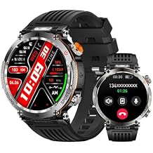 YoYoFit Smart Watch, 30 Days Extra-Long Battery, IP68 Waterproof, 1.7" Ultra Large HD Display, Rugged Military Outdoor Sports Smartwatch with Flashlight Compass SOS, Compatible for Android and iOS