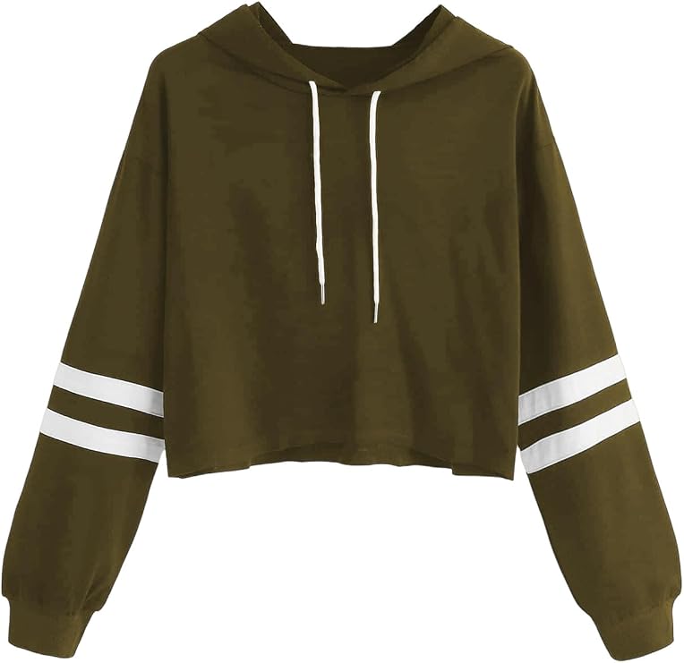 SweatyRocks Women's Femboy Clothes Color Block Long Sleeve Crop Top Hoodie