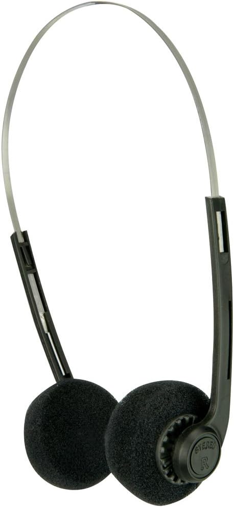 AV:Link Lightweight Stereo Headphones Comfortable Foam Earpads, Adjustable Headband, 3.5mm Jack & 6.3mm Adaptor Ideal for Audio Tours and Everyday Listening