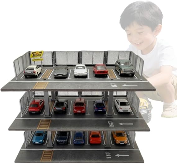 1/64 Scale Diorama Display Case Garage Parking Lot Style City Landscape Model 3 Layer D