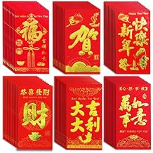 JSDJ 72 Pcs Red Envelopes Chinese New Year, cash Red Packets, Chinese Hong bao Lucky Gift Money Envelopes for Lunar New Year, Wedding, Birthday 6 Designs 3.34 x 6.5 Inches (Foil stamping process)