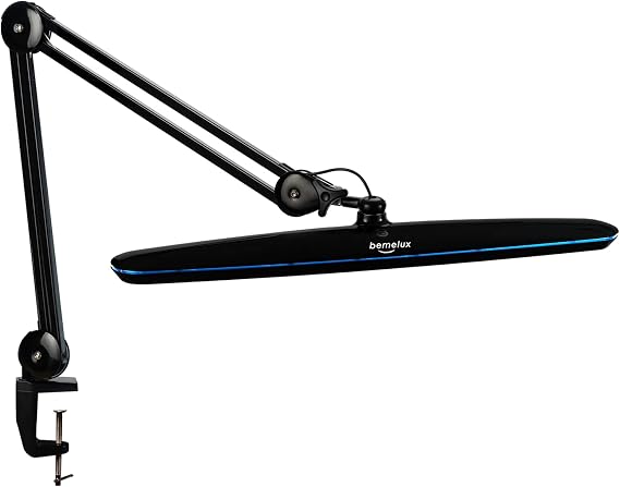 23-Inch LED Task Lamp with Clamp, 24W 2200LM, Black | 117 SMD LEDs with 4 brightness levels provide eye-caring lighting for reading, crafting, office work, and study