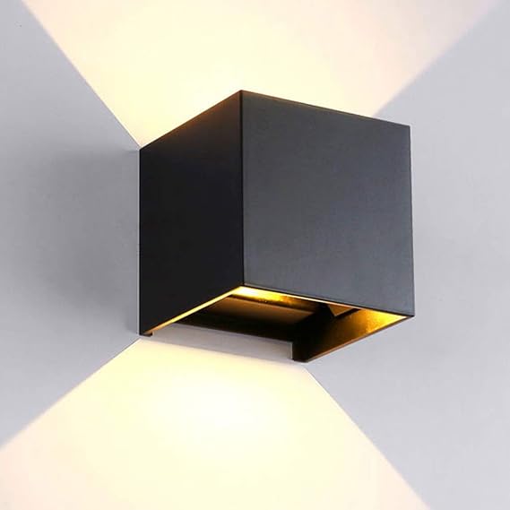 Wall Light LED 10 W, Waterproof IP65 LED Wall Light for Indoor and Outdoor Use, Adjustable Beam Light, Warm White 3000 K Aluminium Wall Light [Class A + Energy]