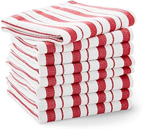 Williams-Sonoma Classic Striped Dishcloths, Dishrags, Claret Red (Set of 8)