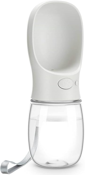 DEYACE Dog Water Bottle, Leak Proof Portable Pet Water Bottles for Dogs, Puppy Water Dispenser with Drinking Feeder for Travel (Milk White 12oz)
