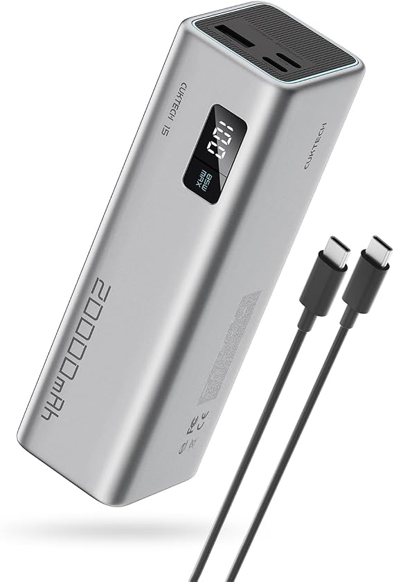 CUKTECH 65 W Power Bank 20000 mAh Power Bank with Digital Display External Mobile Phone Batteries Quick Charge Function with 3 Ports External Battery USB C PD 3.0 for Laptop MacBook iPhone16