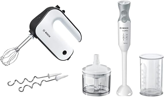 Bosch CleverMixx Styline MFQ4020GB Hand Mixer 450 W - White & Black & ErgoMixx MSM66020GB Hand Blender 600W - White