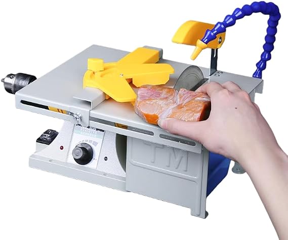 Mini Table Top Gemstone Lapidary Saw 800-11000/min Electric Polishing Machine, 220V with Flexible Shaft, High Precision for Cutting Rocks & Polishing Jewelry Suitable for DIY Craft & Jewelry Making