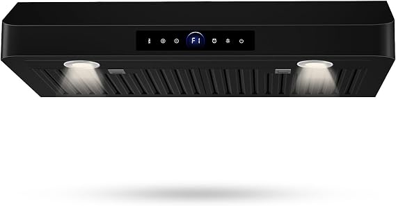 30 Inch Under Cabinet Range Hood,1200CFM Vent Hood with Powerful Suction,4-Speed Exhaust Fan,Stainless Steel Ducted Kitchen Hood Extractor with Led Lights,Smart Touch Panel,15S-E30BK